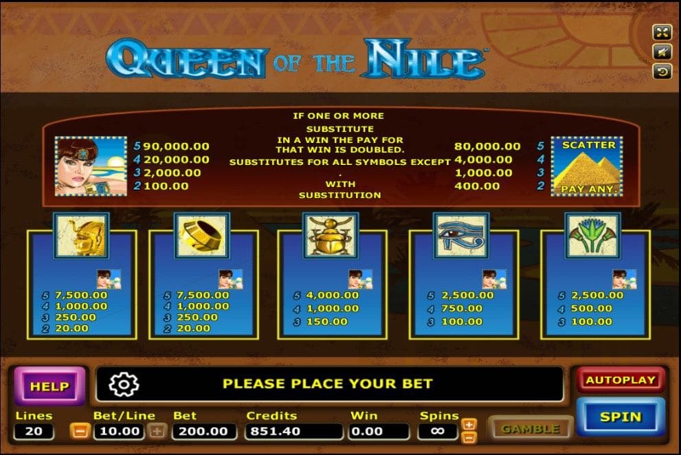 Queen Of The Nile slot